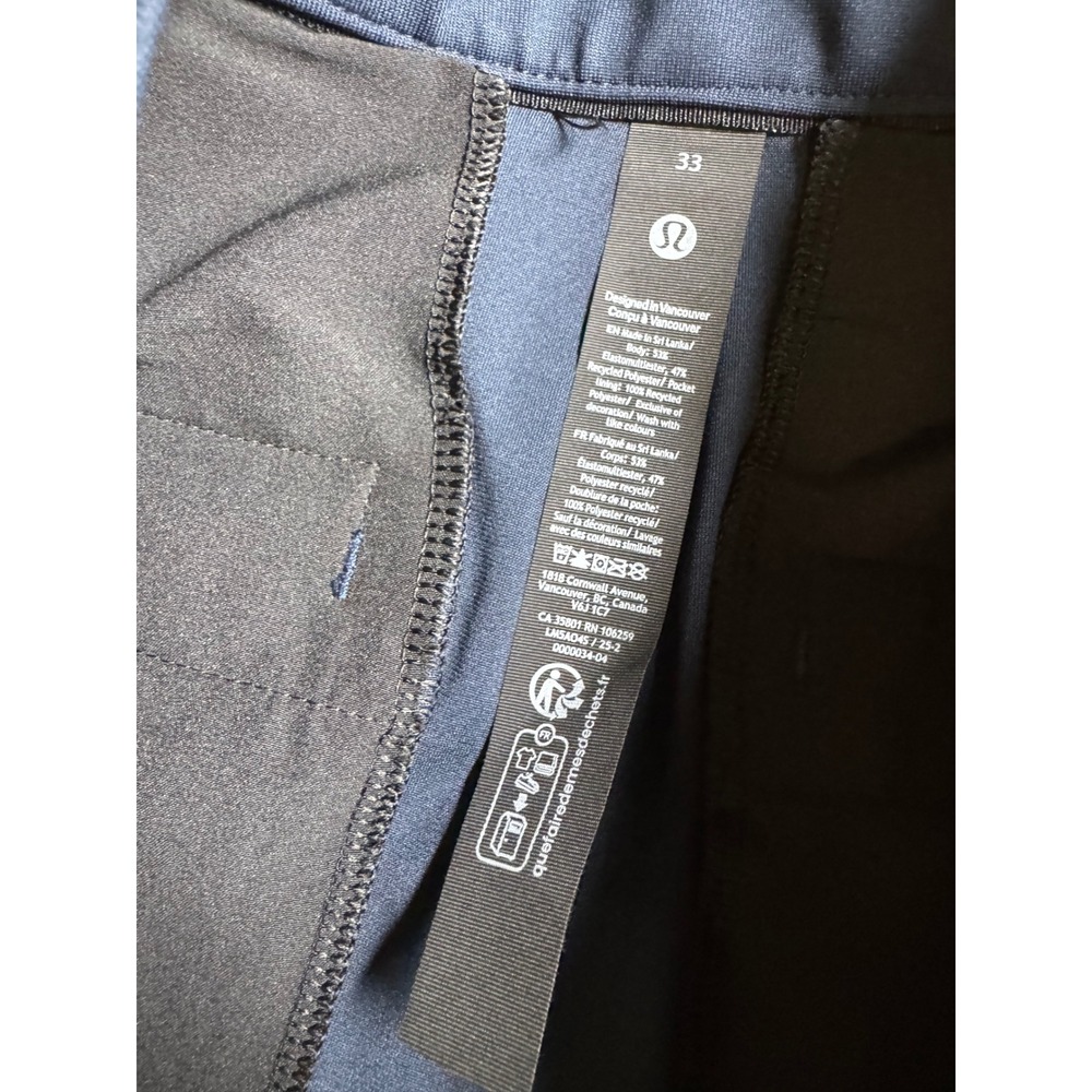 Lululemon Commission Slim Fit Pant 33 Navy Blue Warpstreme LM5AO4S - Picture 6 of 7